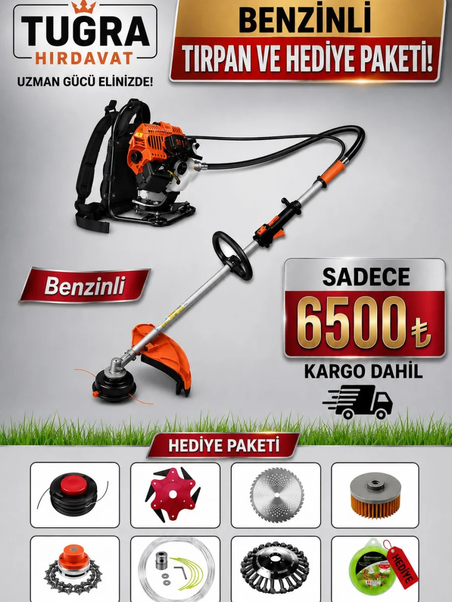 Profesyonel 7 Başlıklı Sırt Tırpan - Ot Biçme Makinası